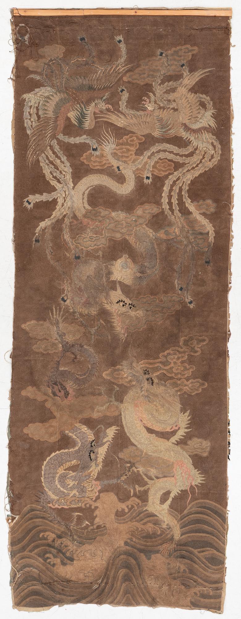 Broderi/väggbonad, Japan, Meiji (1868-1912).