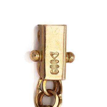 Kaulaketju, bismarck-ketju, 14K kultaa, suomalaiset leimat 1988.