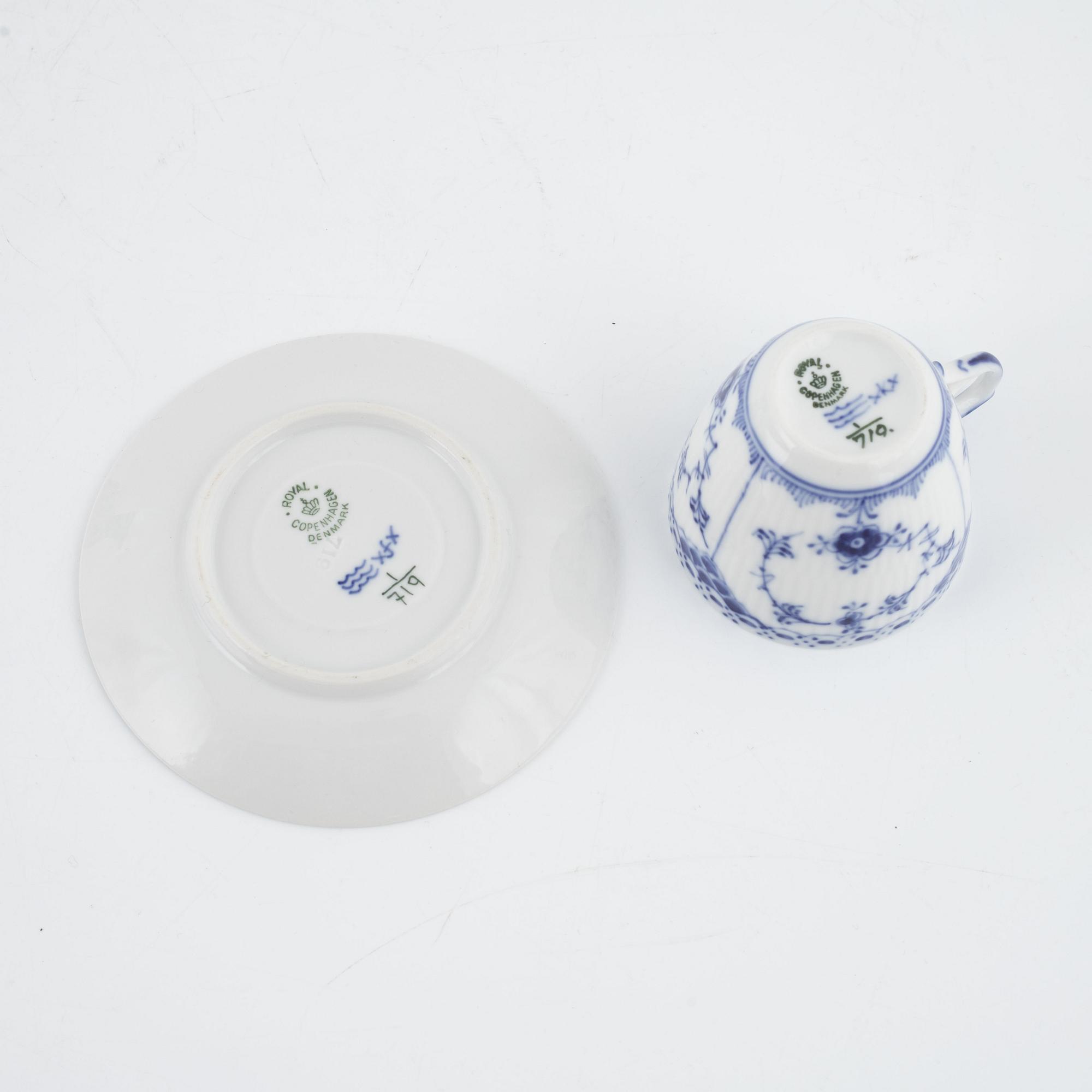 A 12-piece 'Musselmalet' porcelain coffee service, Royal Copenhagen, Denmark.