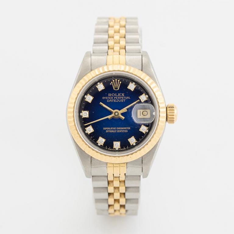 Rolex, Oyster Perpetual, Datejust, "Blue Diamond Vignette Dial", wristwatch, 26 mm.