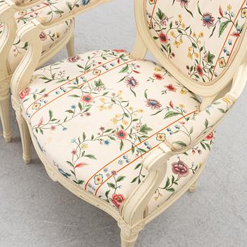 Armchairs, a pair, Gustavian style, 20th century.