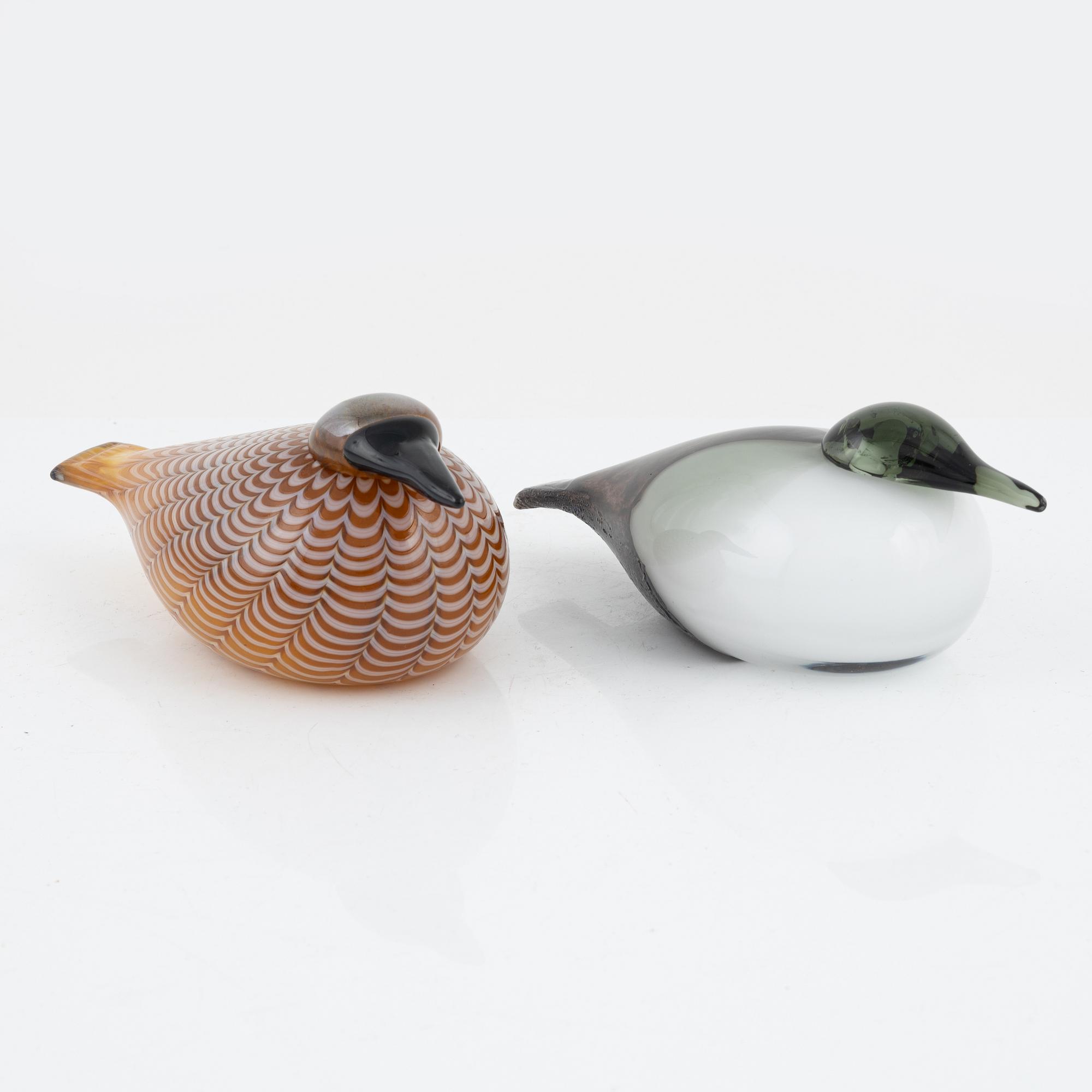 Oiva Toikka, glasfåglar, 2 st, Nuutajärvi Notsjö, Finland.