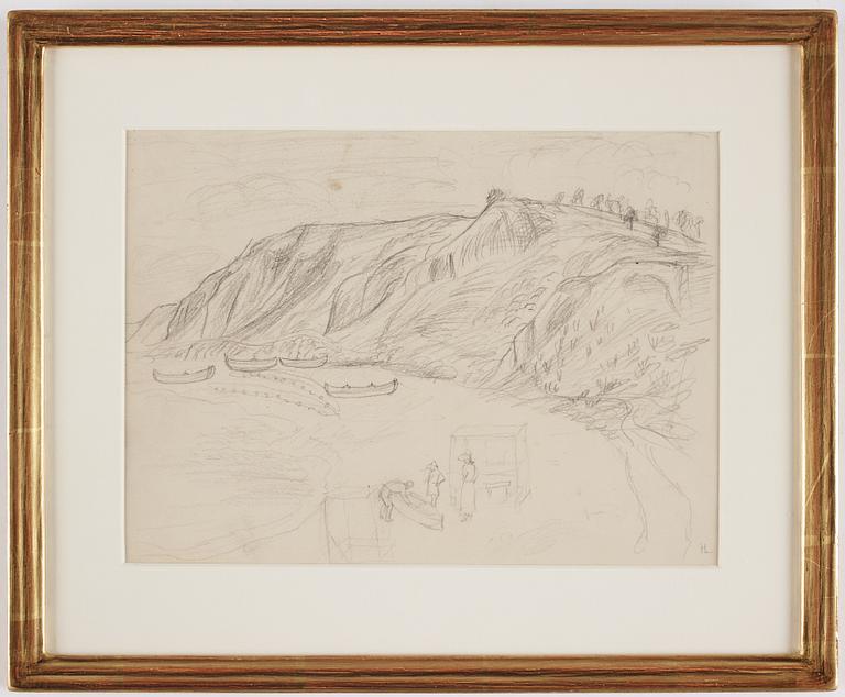 HILDING LINNQVIST, pencil drawing, signed HL.