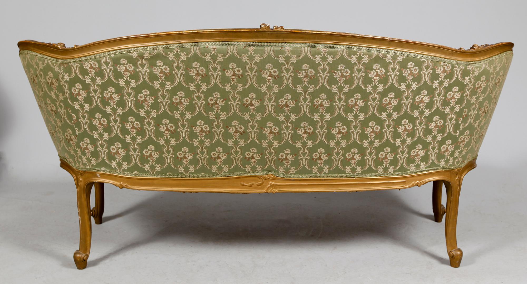 SALONGSMÖBEL, 8 del, rokokostil, 1800-/1900-tal.