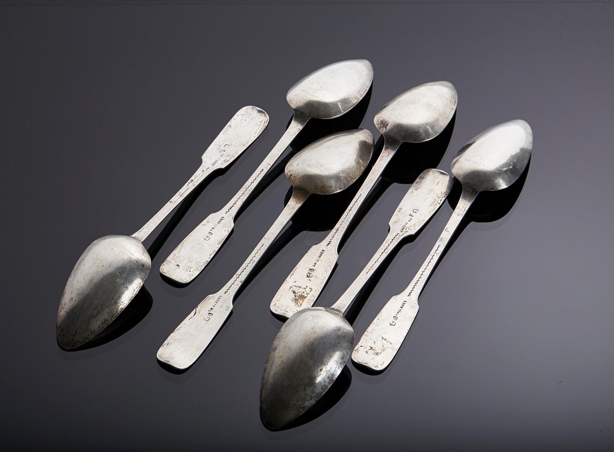 SKEDAR, 6 st silver. Vikt ca 342 g.
