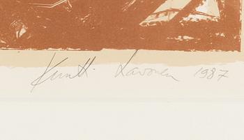 Kuutti Lavonen, litografi, signerad och daterad 1987, numrerad 50/50.