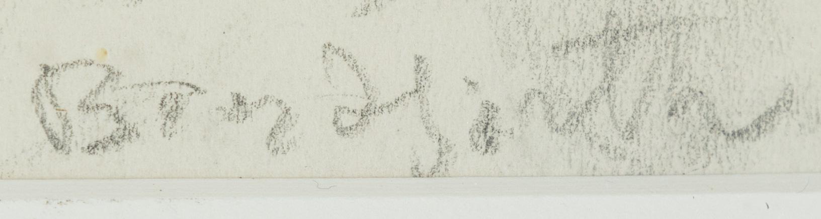 Bror Hjorth, blyertsteckning, signerad.