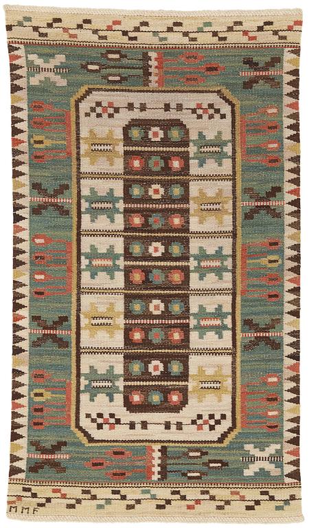 Märta Måås-Fjetterström, Vävnad, "Rabatten", rölakan, ca 110-110,5 x 62-64 cm, signerad MMF.