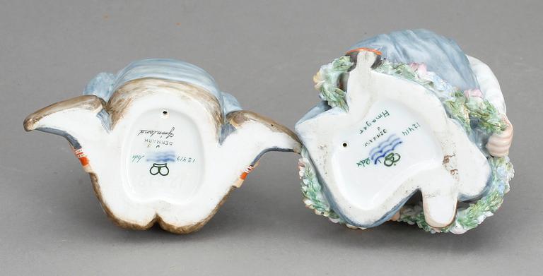 FIGURINER, 2 st, porslin, Royal Copenhagen, Danmark, 1900-tal.