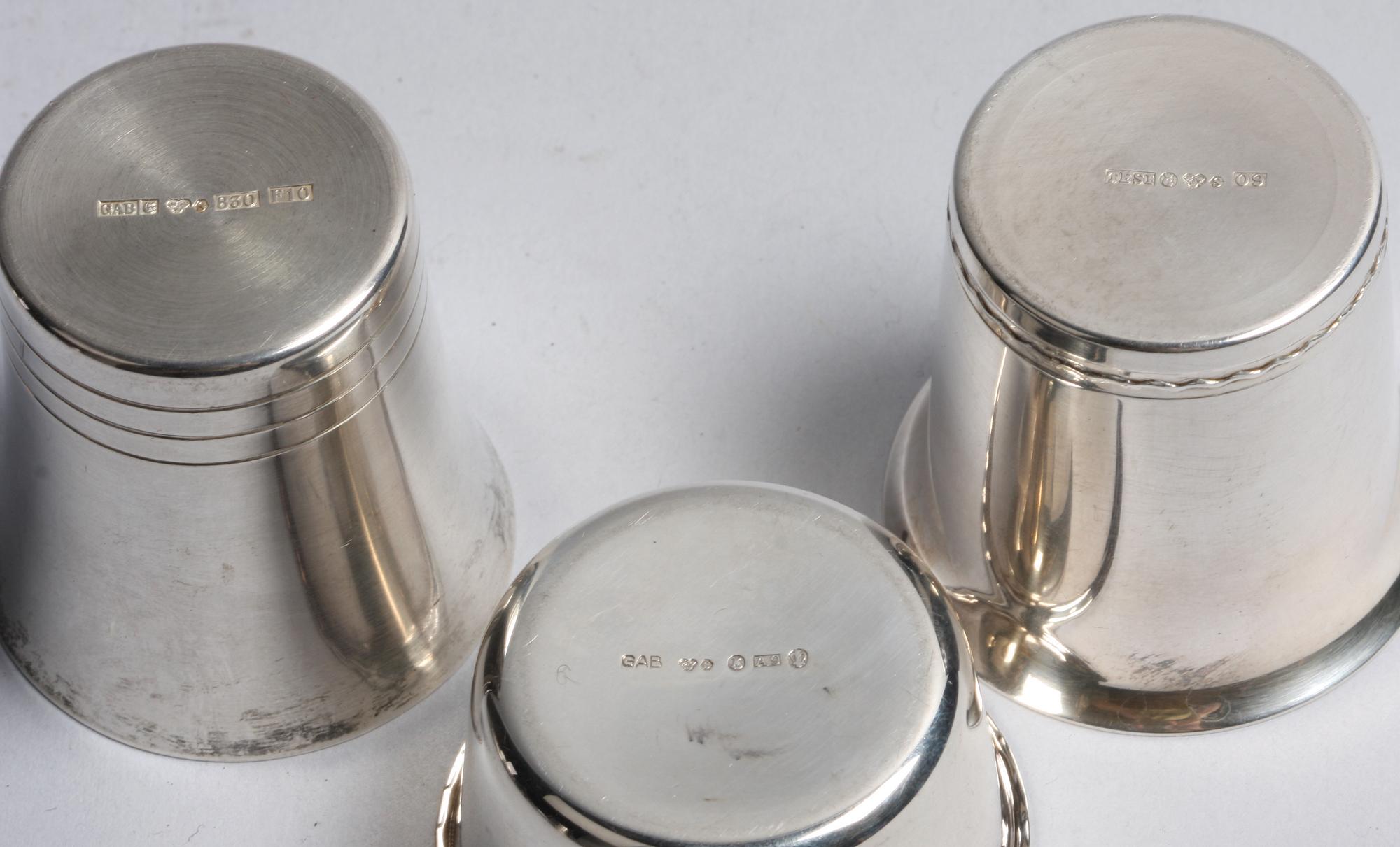 PARTI BÄGARE, 6 st, silver, svenska importstämplar, TESI, GAB. 1900-tal.