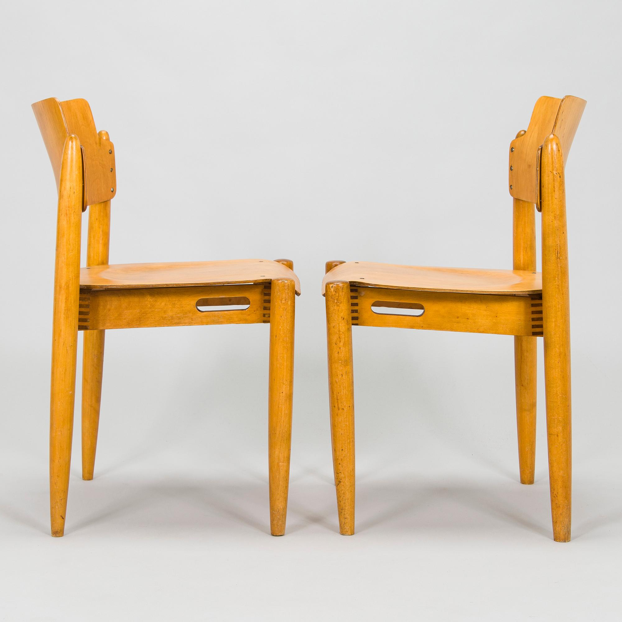 Ilmari Tapiovaara, eight 1940s "Wilman" chairs for Wilh. Schauman Fanerfabrik, Jyväskylä, Finland.