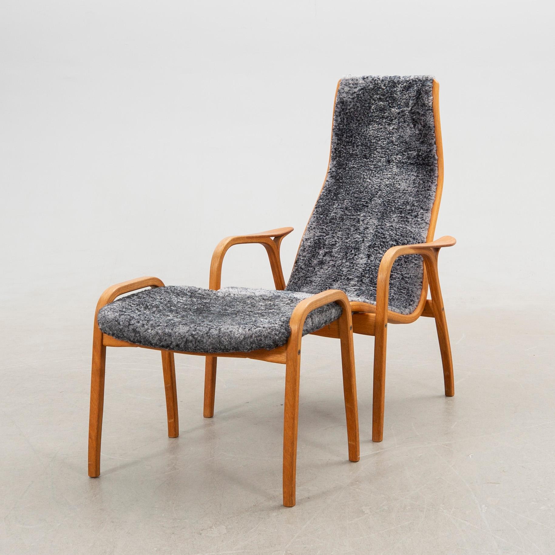 Yngve Ekström, armchair and footstool "Lamino", anniversary edition, Swedese.