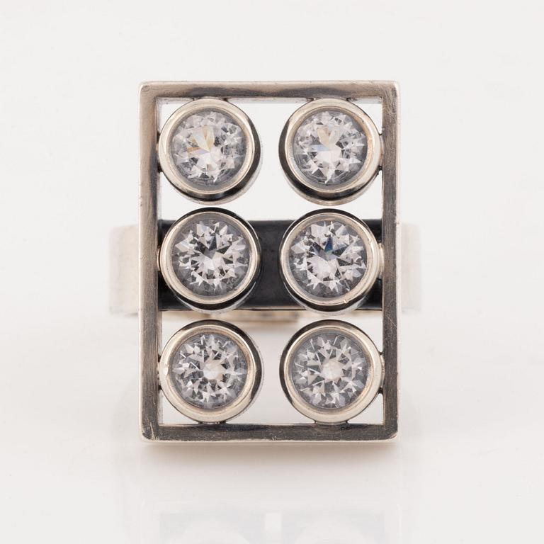 Elis Kauppi, silver and rock crystal ring.