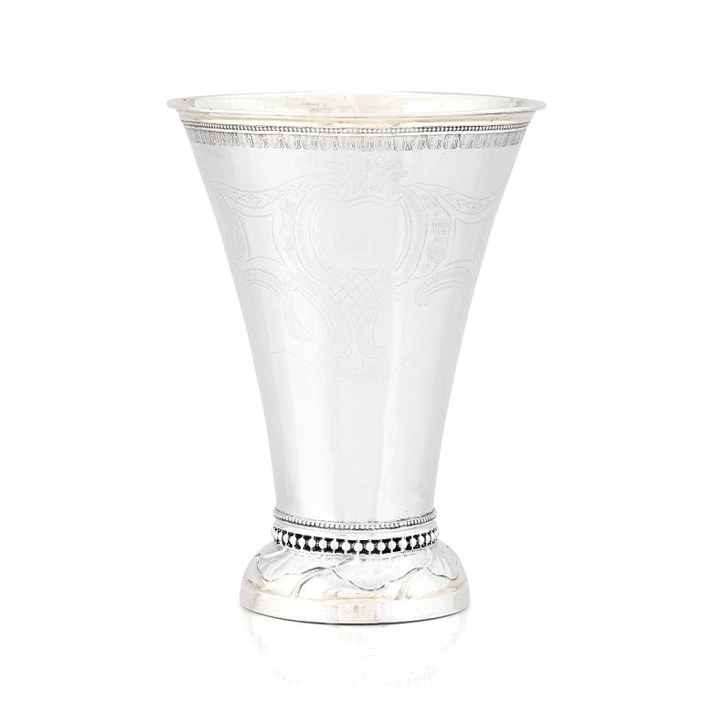 A Swedish 18th Century parcel-gilt silver beaker, mark of Erik Enander, Uppsala 1791.