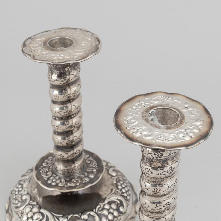 A pair of swedish silver candlesticks, mark of Tenn & Silver Ab, Gothenburg 1948.