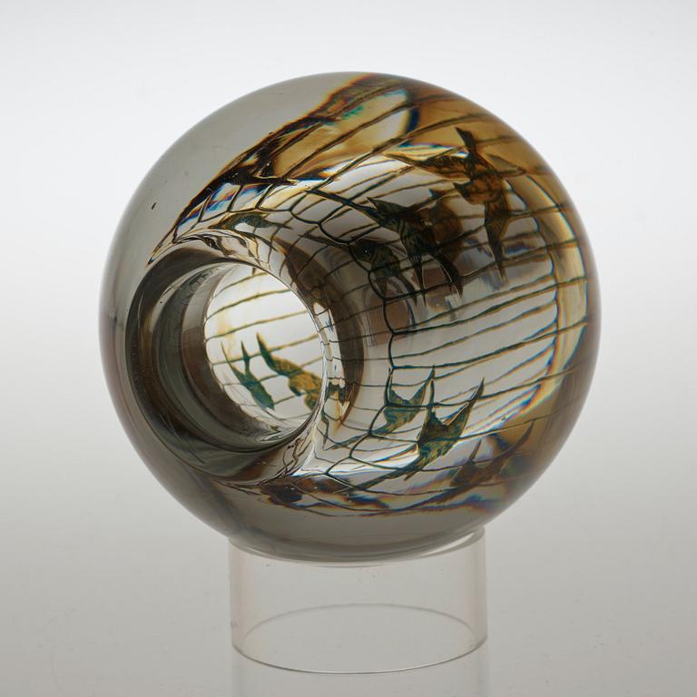 An Edward Hald graal glass vase, Orrefors 1944.