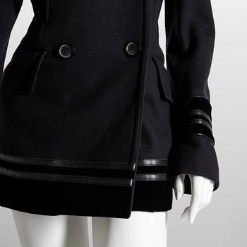 GUCCI, a black wool coat.