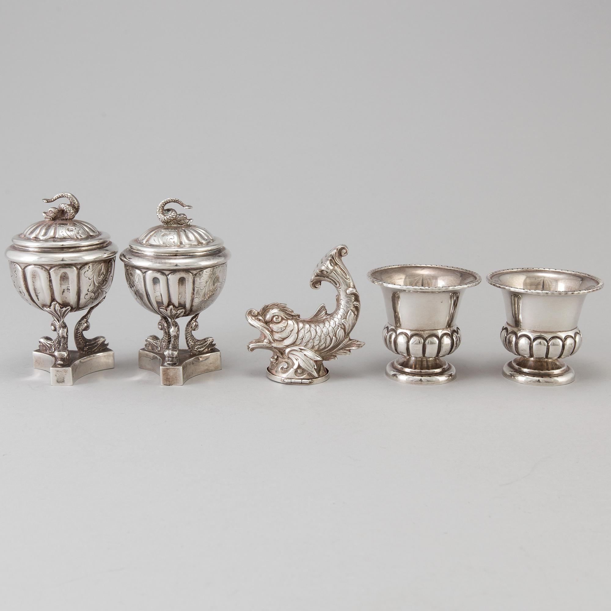 Five 19th/20th century silver table decorations, Mexico.
