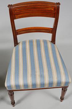 KARMSTOLAR, ett par, samt STOLAR, 4 st, England, 1800-talets första hälft.