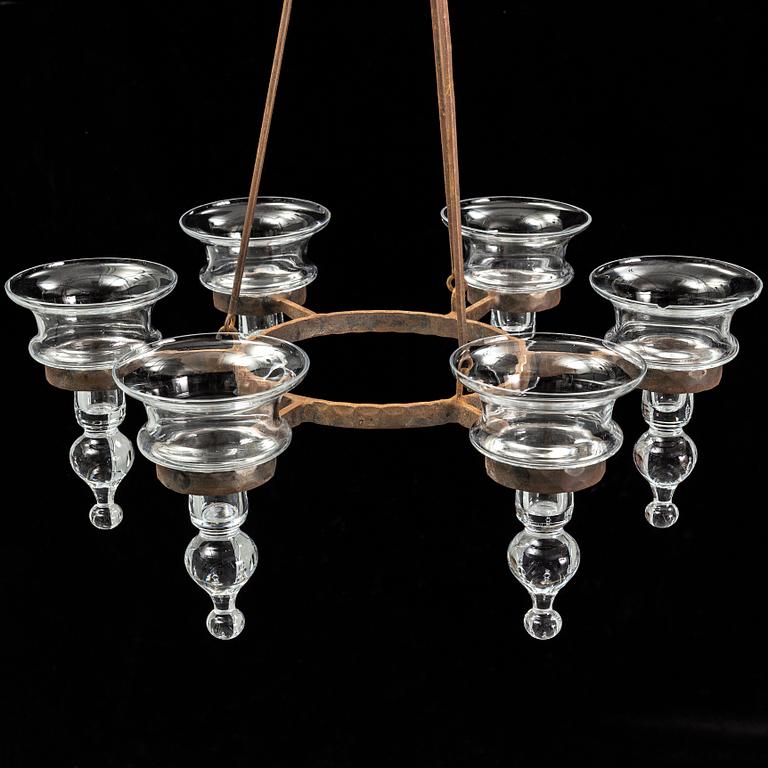 A six light chandalier, Bertil Vallien, Boda Smide.