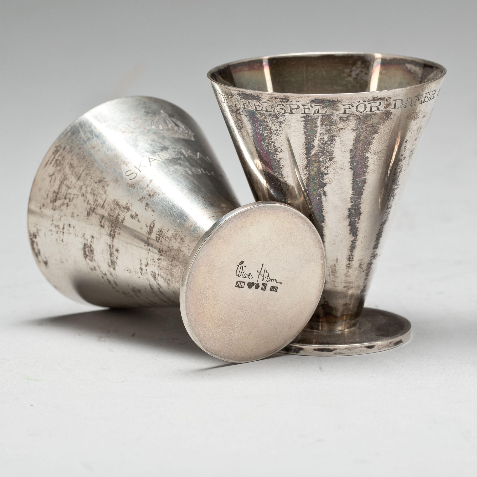 COCKTAILBÄGARE, silver, 7st. Wiwen Nilsson, Lund 1932. Vikt ca 476g.