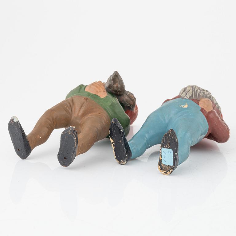 Six ceramic gnomes, first half of the 20th century.