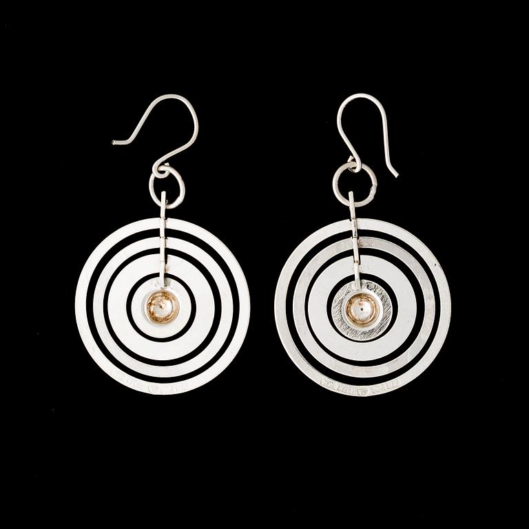 TAPIO WIRKKALA, a pair of earrings, "silver moon", silver. Kultakeskus 1972.