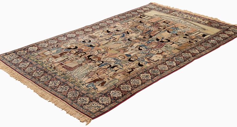 Matta, antik Kirman Laver 'Mashahir' (Världens härskare), ca 240 x 147 cm.