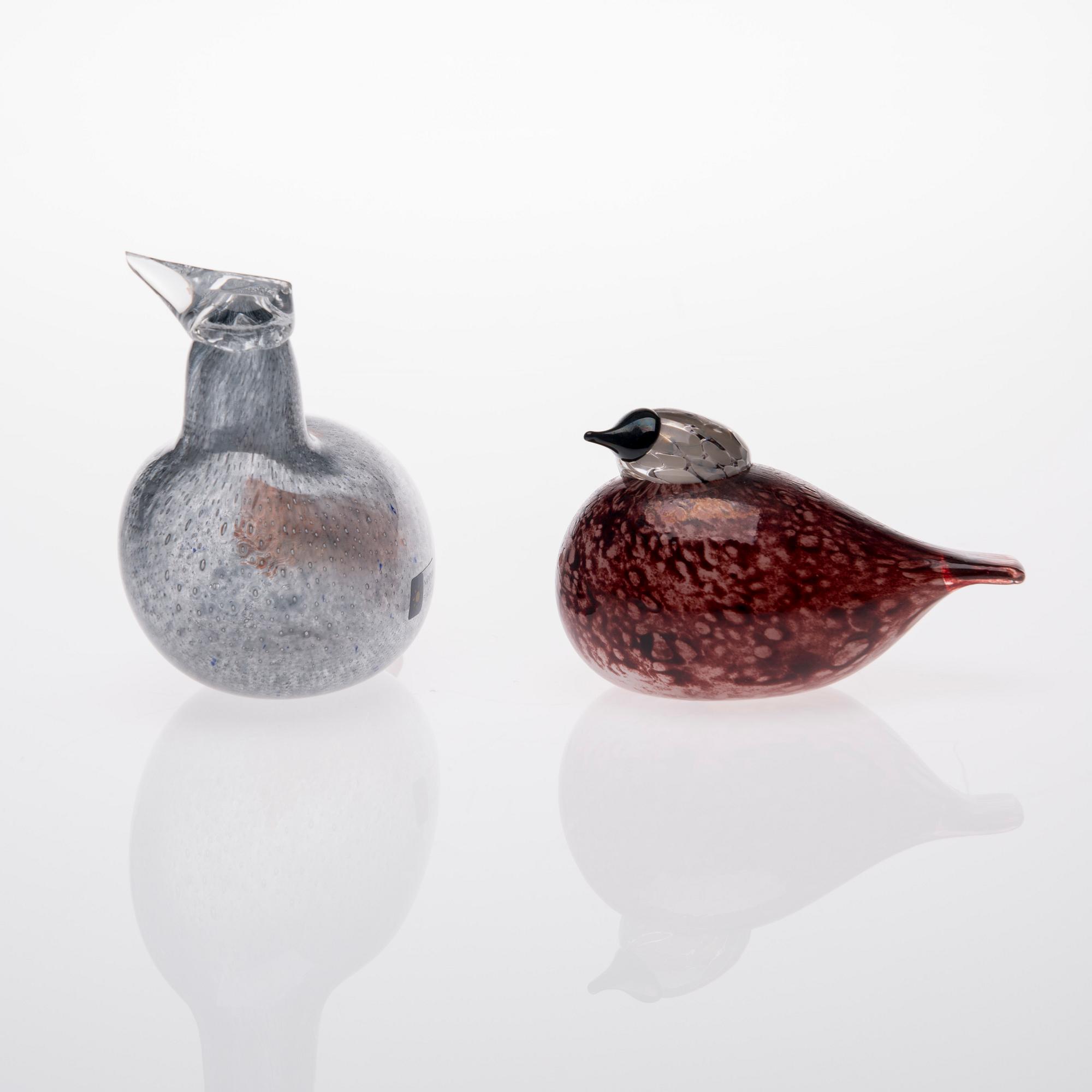 FIGURINER, 2 st, glas, signerade O. Toikka Napapiiri resp. O. Toikka Nuutajärvi, Napapiirin Lasi och Iittala.