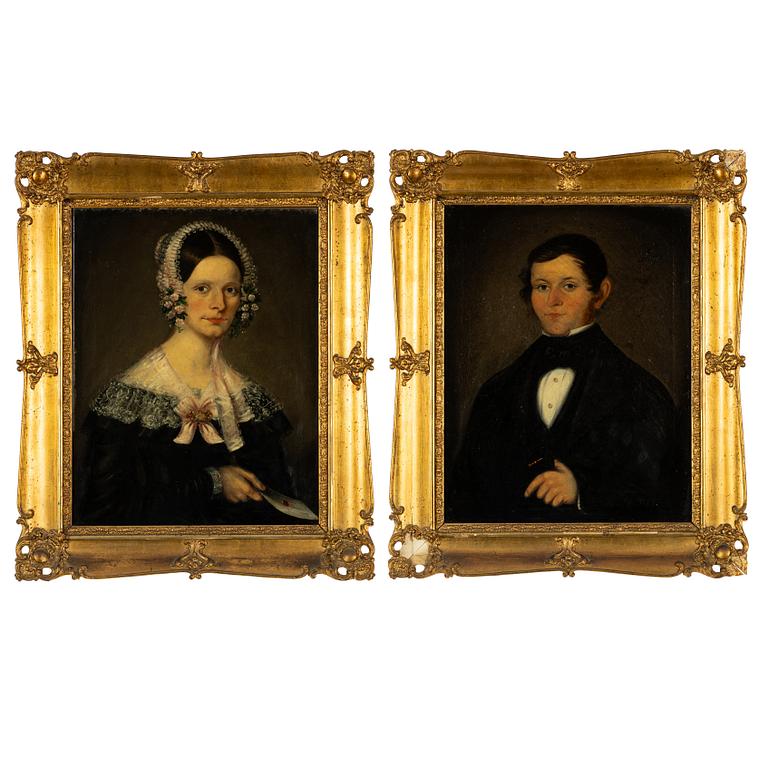 Unknown artist, 19th century, Gentleman and Lady Portrait.