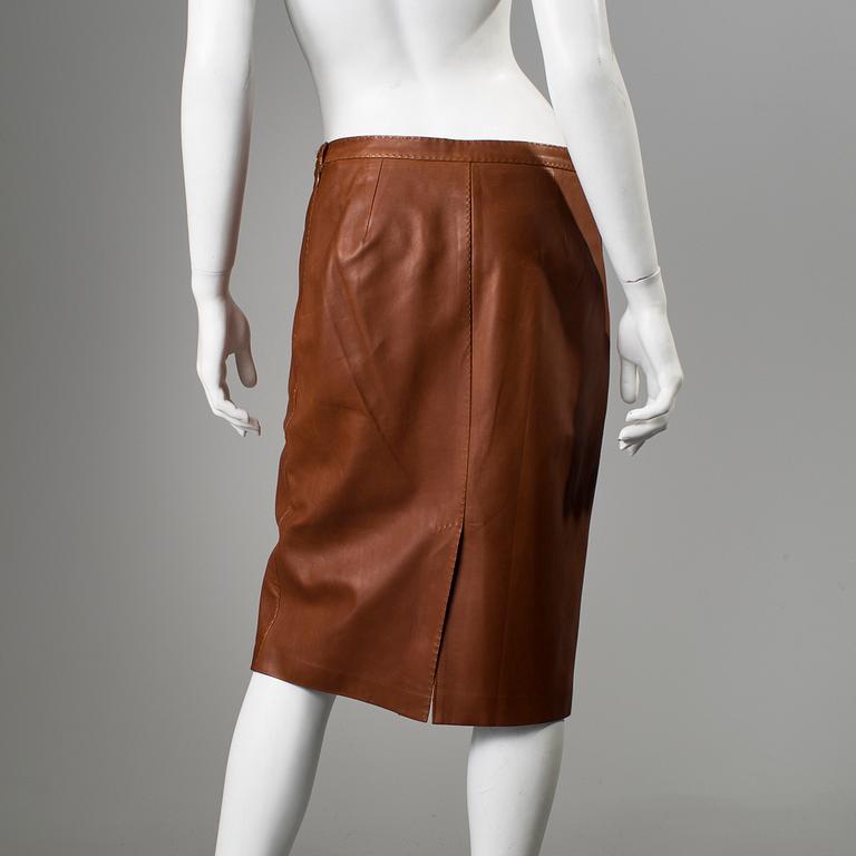 A leather skirt by Ralph Lauren.