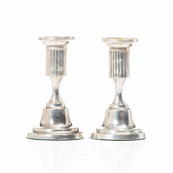 A Pair of Swedish silver candlesticks, mark of Magnus Ljungqvist, Kristianstad circa 1800.