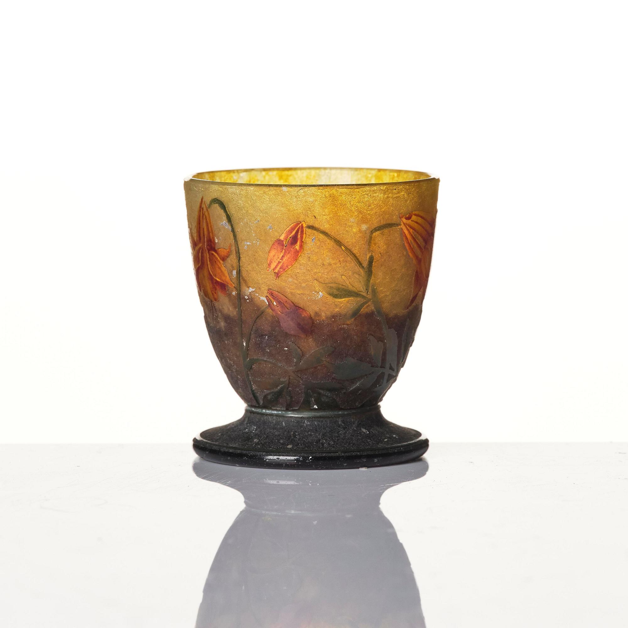 Daum Frères, an Art Nouveau miniature cameo glass vase, Nancy, France.