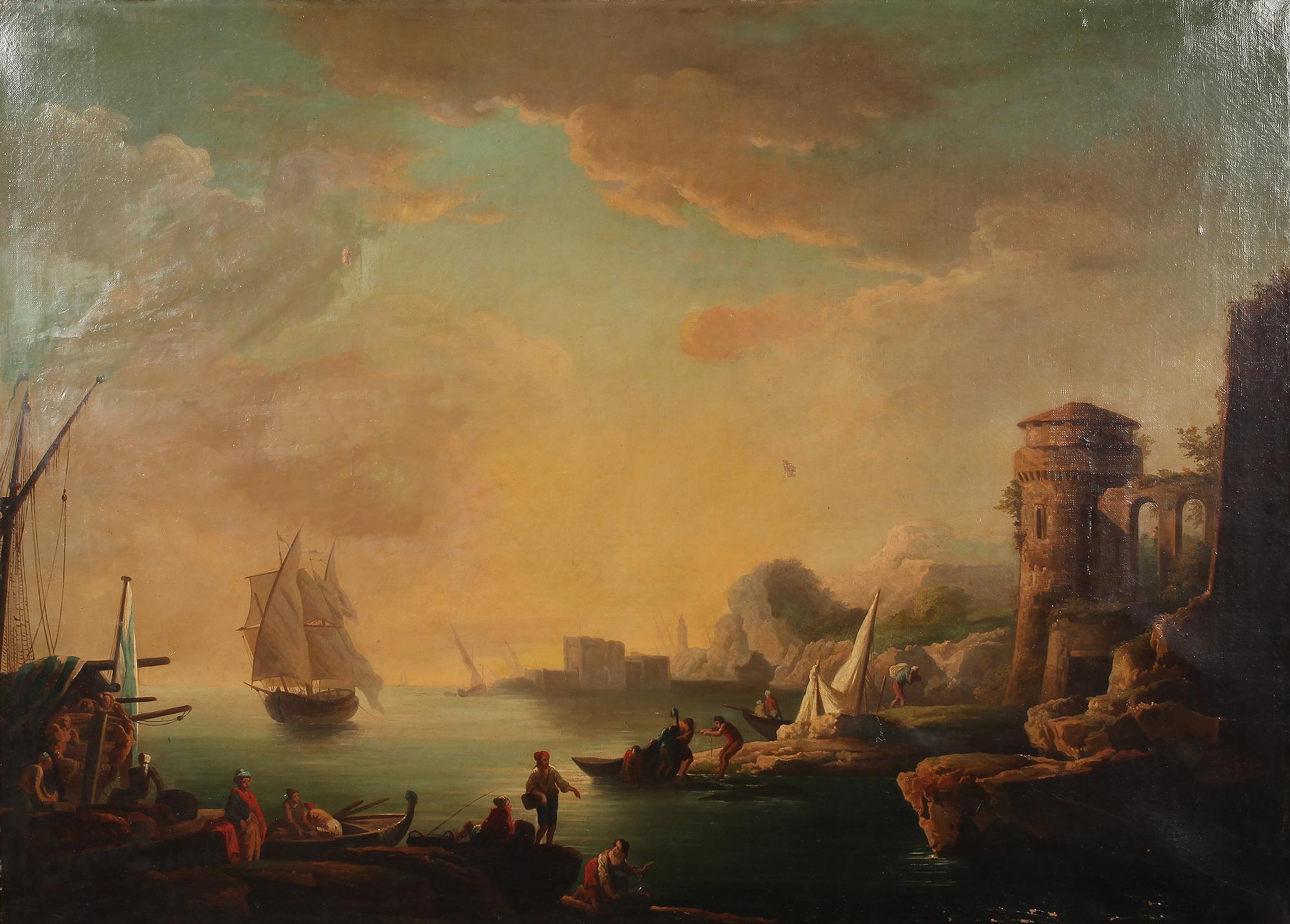 OKÄND KONSTNÄR, olja på duk, efter Vernet, 1700-tal.