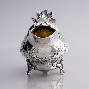A Swedish Rococo 18th century parcel-gilt silver cream-jug, mark of Johan Abbelin, Gothenburg 1774.