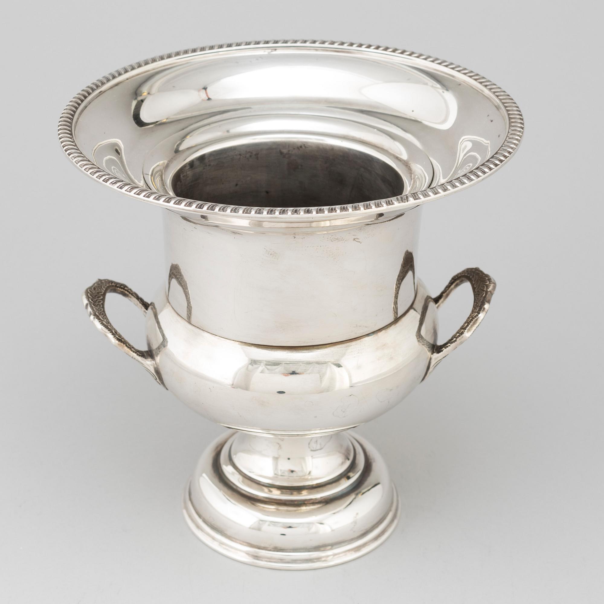 A silver plated wine cooler from Cooper Brothers & Sons Ltd, Sheffield, England, second half of the 20th Century.
