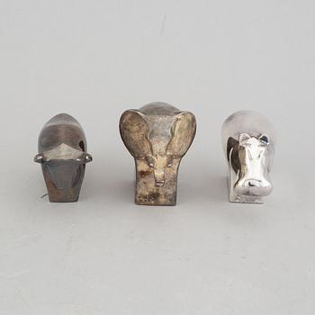 Gunnar Cyrén, three silver plated zinc figurines, Dansk Designs, Japan.