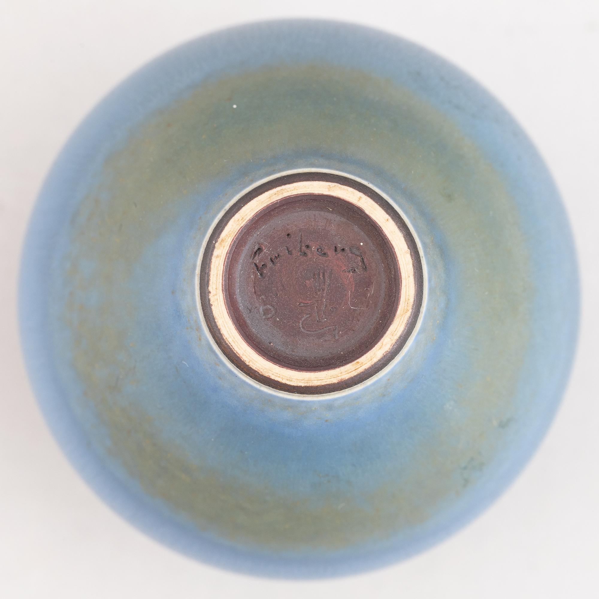 Four miniature vases and bowl by Berndt Friberg, Gustavsberg, 1958-1972.