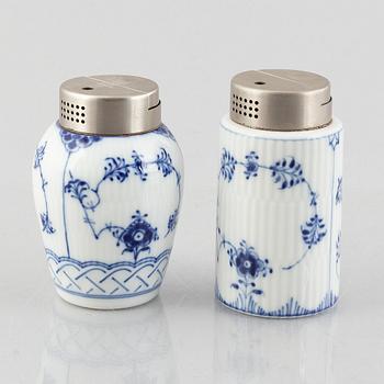 Two 'Blue Fluted Plain' / 'Musselmalet' table lighters, Royal Copenhagen, model 1230 and 2319, 1979-83.