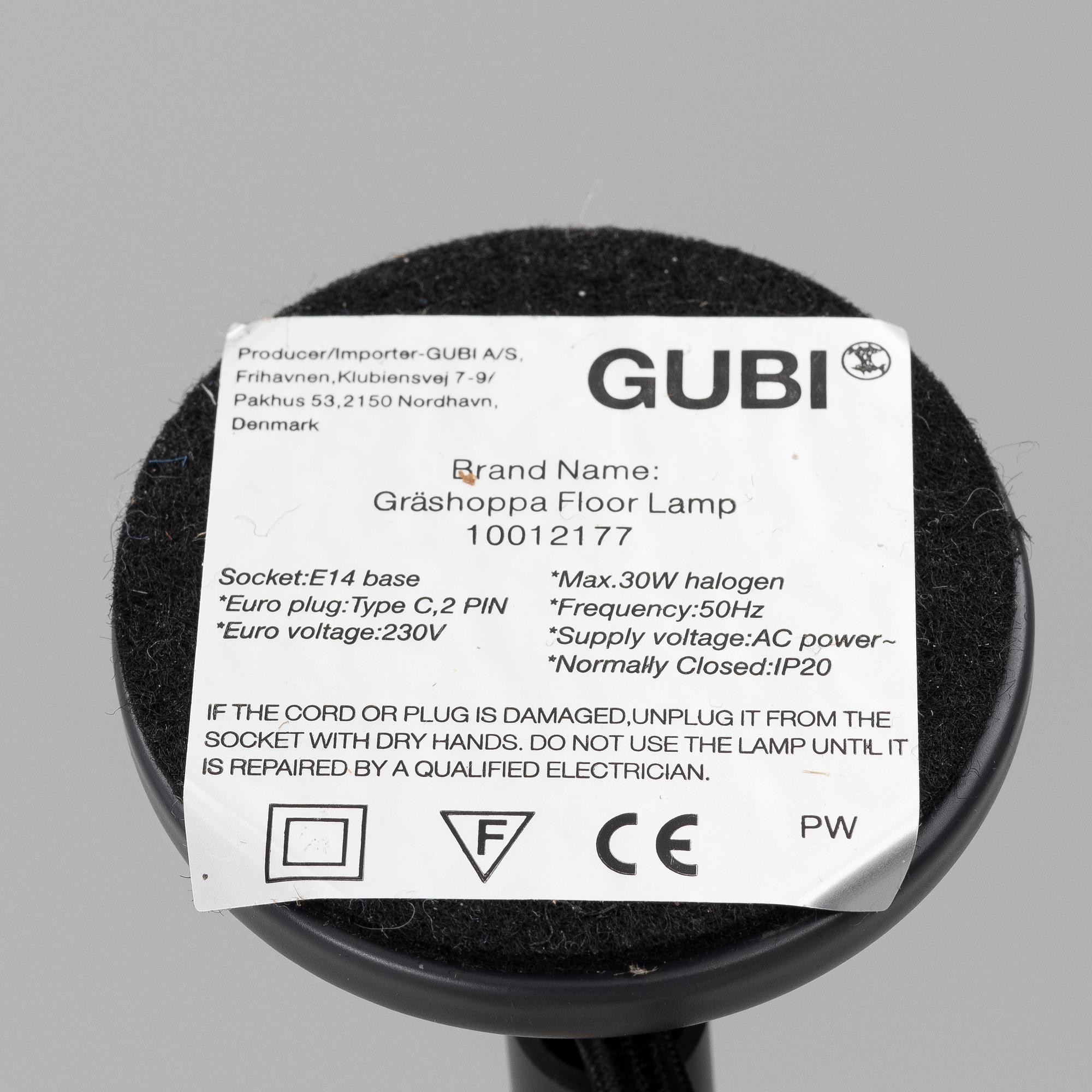 Greta Magnusson Grossman, Floor lamp, 'Grasshopper', GUBI, Denmark.