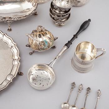 A set of 19th and 20th century silver serving ware, mostly England.