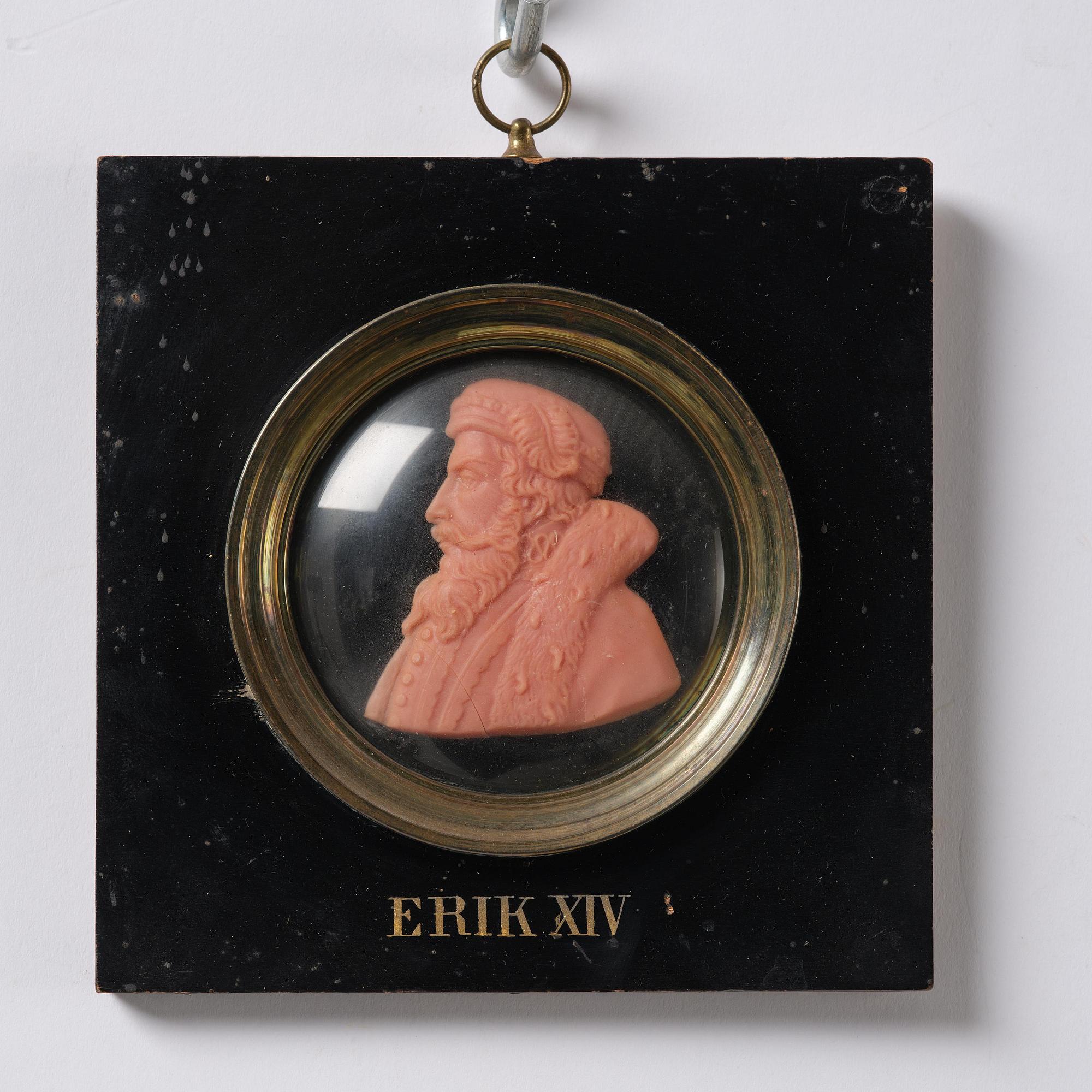 A set of twenty wax portraits of Swedish monarchs, late 19th century.