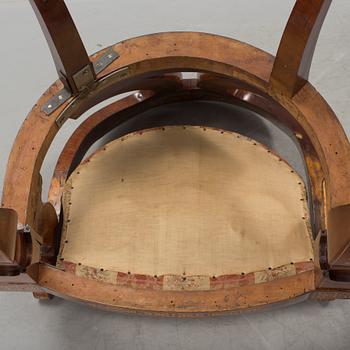 A set of four Empire armchairs "chaise gondole", Austria-Hungary first half 1800's.