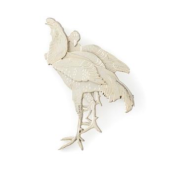 517. Wiwen Nilsson, brosch, sterlingsilver, i form av tuppar, Lund 1959.