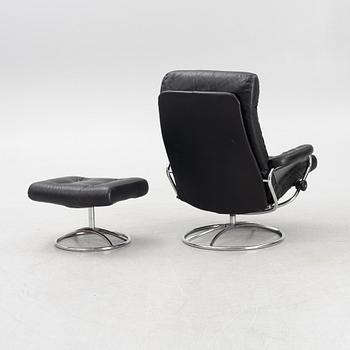 Armchair with footstool, "Stressless", Ekornes, Norway, second half of the 20th century.