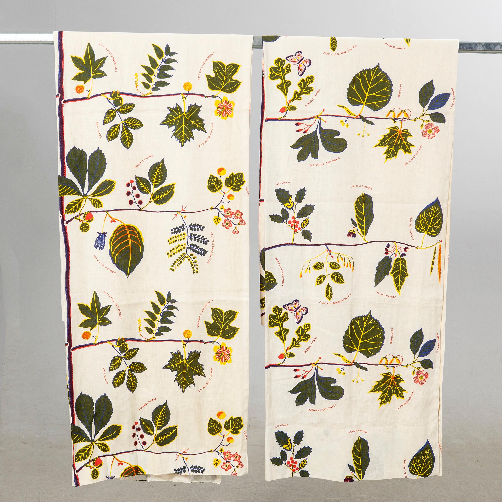 Josef Frank, curtains, a pair, "US Tree", Svenskt Tenn Company.