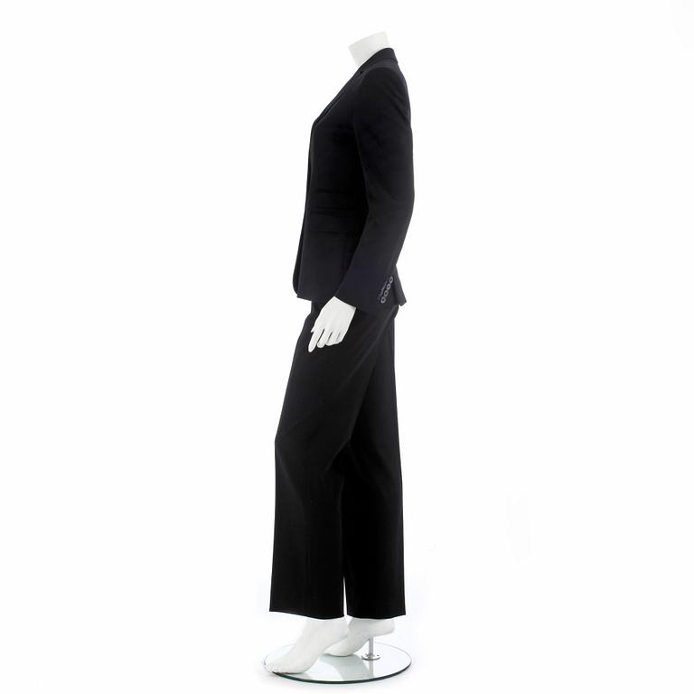 PIAZZA SEMPIONE, a black wool blend suit consisting of a jacket and pants.