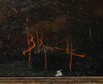 OKÄND KONSTNÄR, olja på pannå, otydligt signerad, 1900-tal.