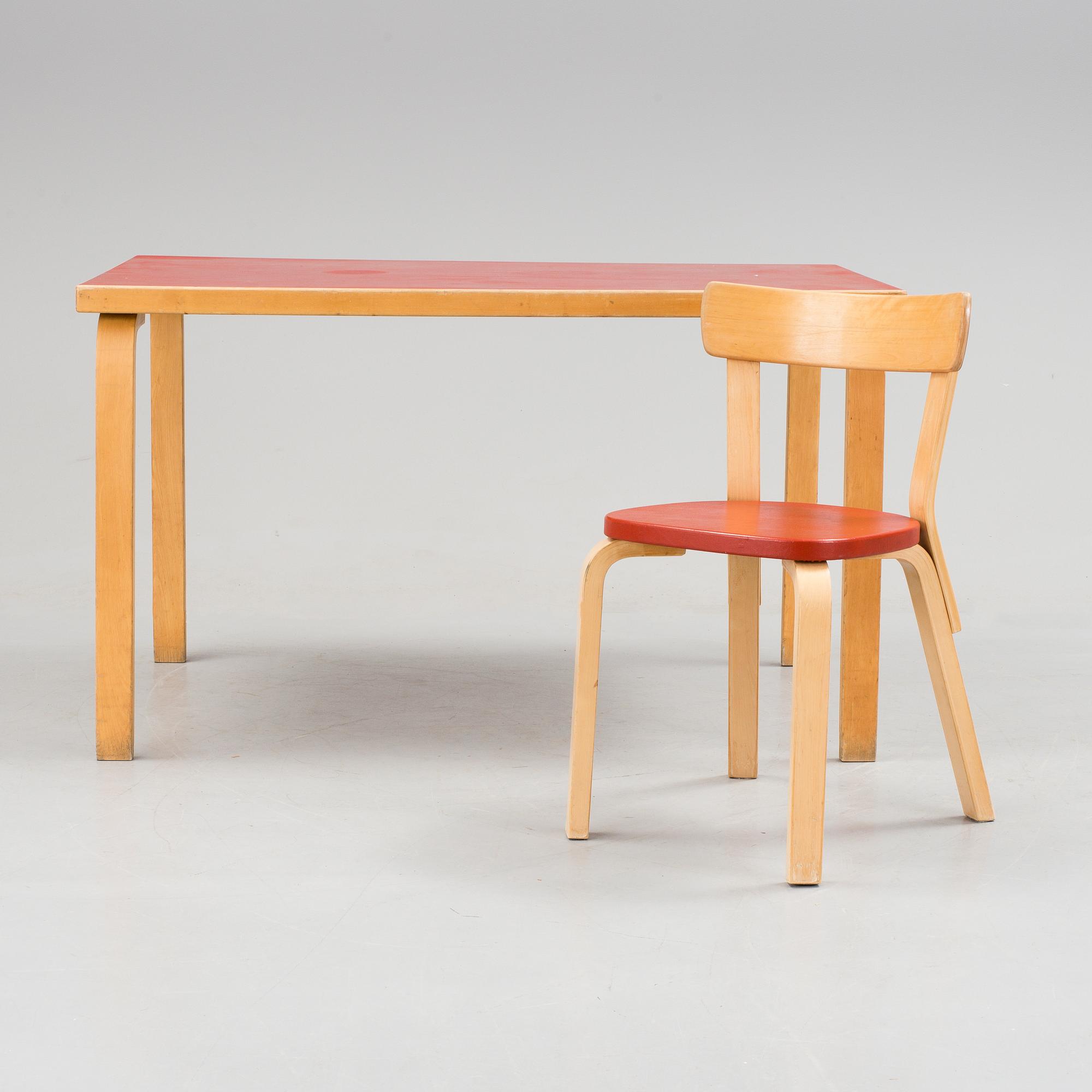 A chair and a table by Alvar Aalto, Artek.