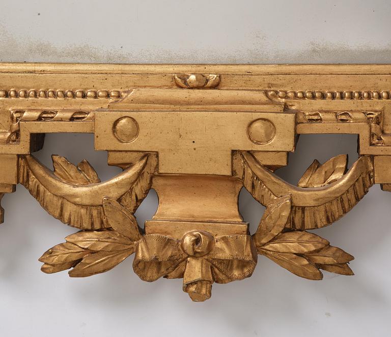A Gustavian Giltwood mirror by J. Åkerblad and A. Öberg, Stockholm, 1780's.